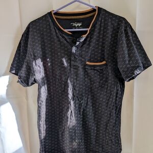 Vogue Men's Black Shirt with Tan Accents